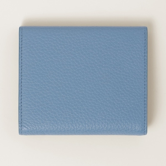 MIU MIU Vitello Dyno Leather Fold Wallet Light Blue - Picture 3 of 4